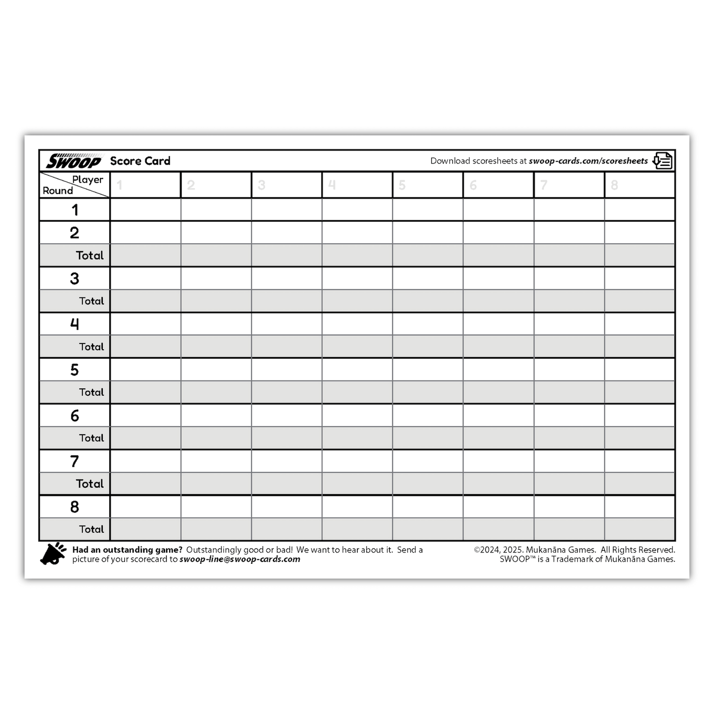 SWOOP Scoresheet