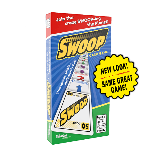 Swoop Card Game Box with New Look / Same Great Game badge